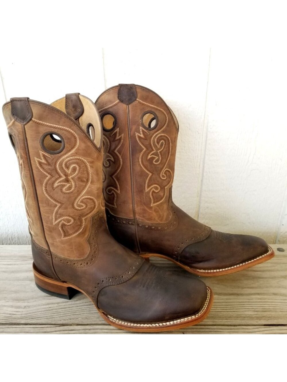 Cody James Saddle Vamp Mens Brown Leather Cowboy Western Boots 12 D BB02